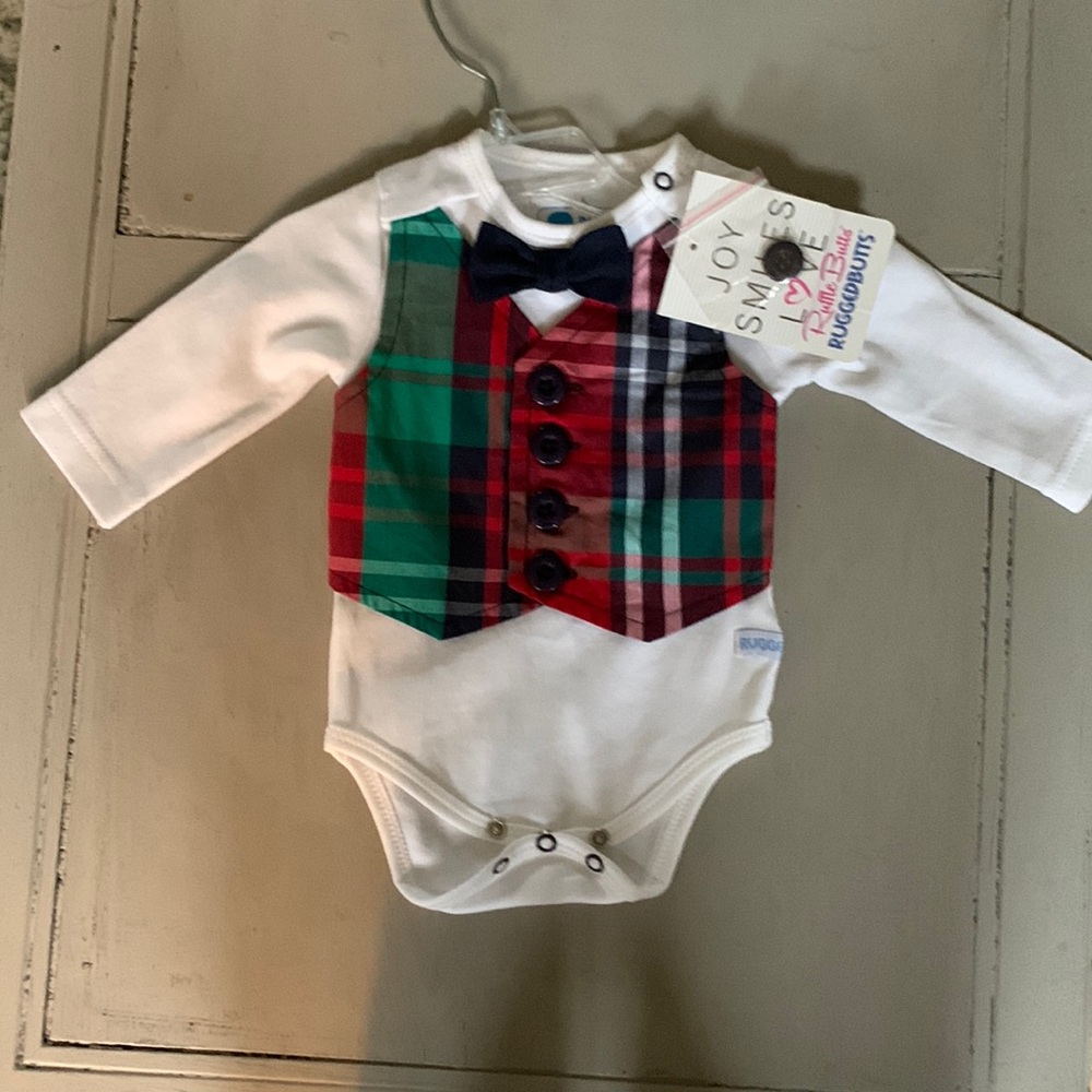 Ruffle Butts/rugged Butts Kennedy plaid onesie NWT
